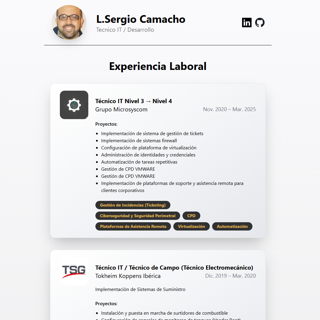 Vista previa del portfolio web anterior